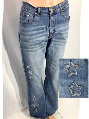 Fox Size 42EU Jeans with Stars Bootcut Womens Denim Applique